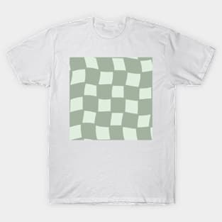 Abstract Checker Board - muted sage green T-Shirt